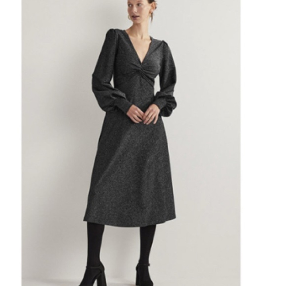 NWT Sparkly Boden Midi Black Long-Sleeve Dress
